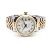 Reloj de caballero rolex oyster, con esfera blanca, números romanos y fechador. Elegancia y precisión suiza.