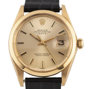 Reloj unisex rolex de oro y piel, diseño clásico y sofisticado. Ideal para destacar con elegancia en cualquier ocasión.