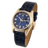 Reloj unisex rolex day date oro y piel y esfera azul, una pieza clásica de lujo para quienes buscan elegancia y distinción.