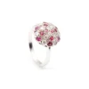 Sortija oro blanco rubies y diamantes RJ19009 en diseño floral
