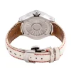 Reloj unisex Carrera y Carrera con caja de acero, detalles en diamantes y correa blanca con costuras rojas, diseño exclusivo y elegante.