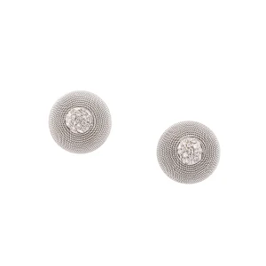 Pendientes de Oro Blanco con Diamantes diseño circular.