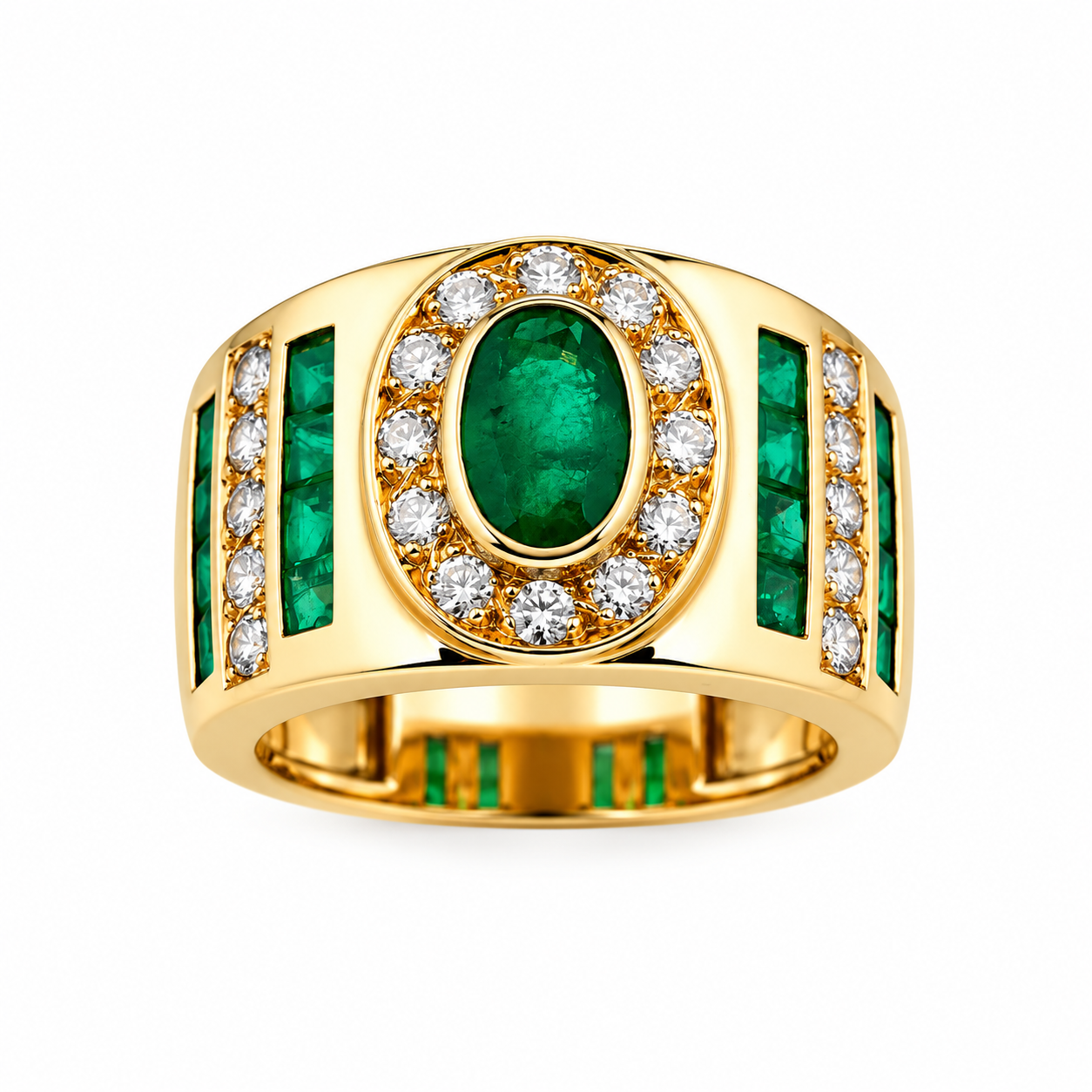 Sortija Esmeraldas y Diamantes Oro Amarillo 18K Sortija Esmeraldas y Diamantes Oro Amarillo 18K
