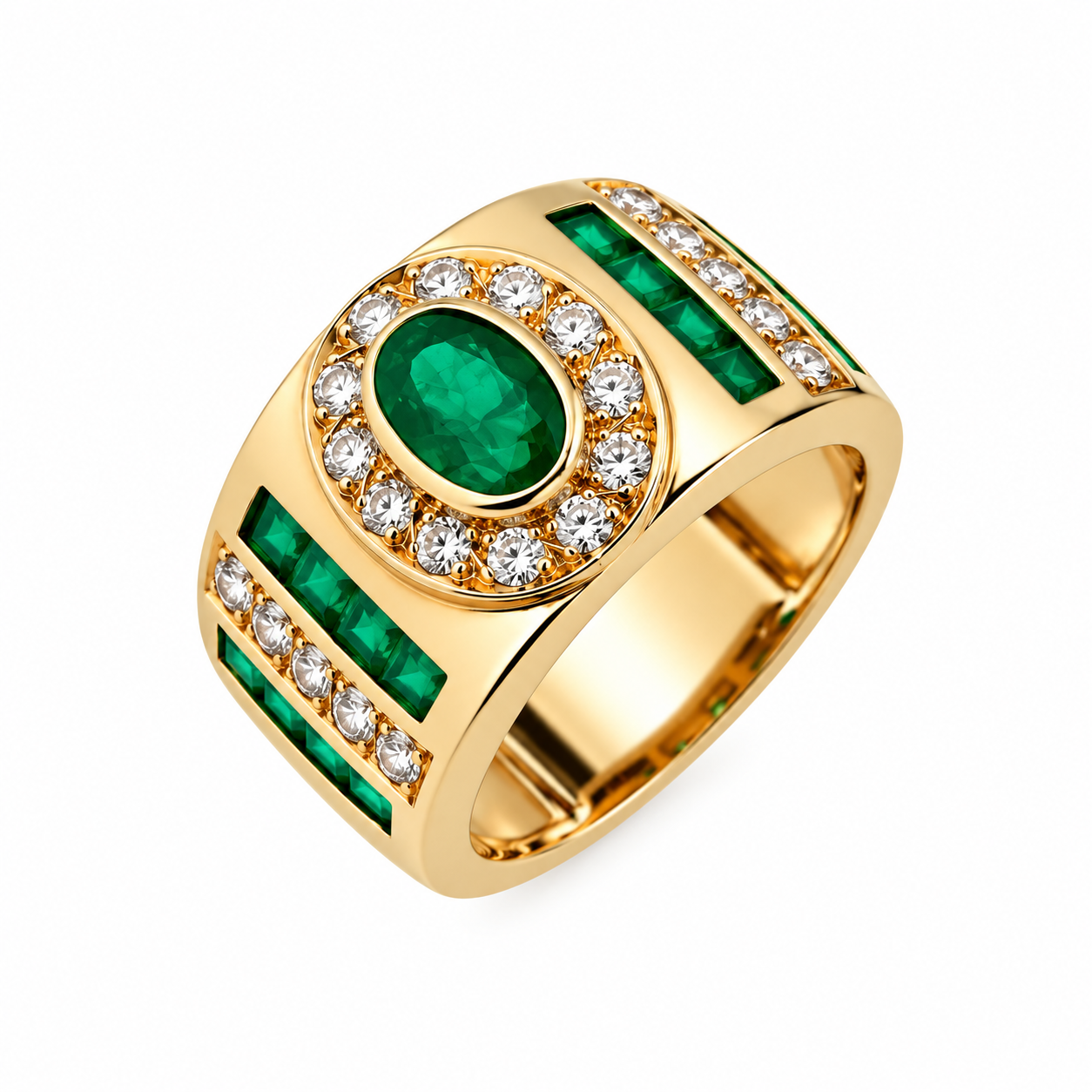 Sortija Esmeraldas y Diamantes Oro Amarillo 18K Sortija Esmeraldas y Diamantes Oro Amarillo 18K - Imagen 2