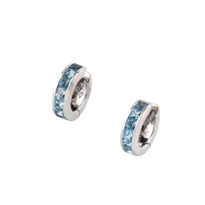 Pendientes oro blanco de aro con topacios azules