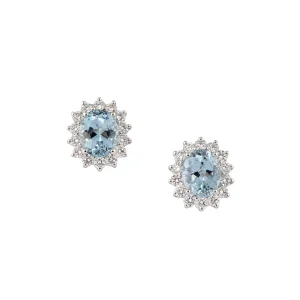 PENDIENTES DE ORO BLANCO CON AGUAMARINA ORLADA CON DIAMANTES