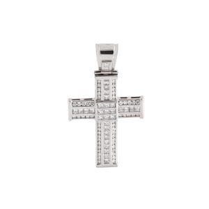 COLGANTE CRUZ DE ORO BLANCO Y DIAMANTES