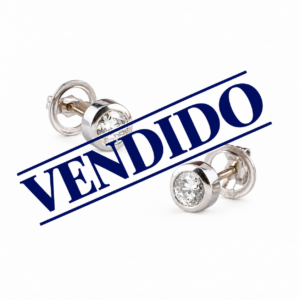 PENDIENTES DORMILONA ORO BLANCO Y 2 DIAMANTES