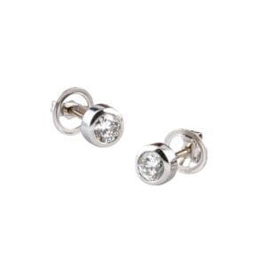 PENDIENTES DORMILONA ORO BLANCO Y 2 DIAMANTES
