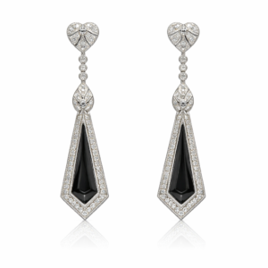 Pendientes Oro Blanco 18K con Ónix y Diamantes Naturales 1,60 ct