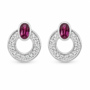 PENDIENTES CIRCULARES DE ORO BLANCO Y AMARILLO CON 18 DIAMANTES