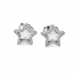 PAR PENDIENTES DE ORO BLANCO MARCA YANES CON 65 DIAMANTES