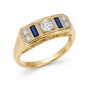 SORTIJA DE ORO AMARILLO CON 5 DIAMANTES
