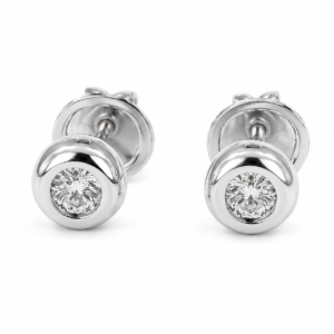 PENDIENTES DE ORO BLANCO TIPO DORMILONAS CON 2 DIAMANTES
