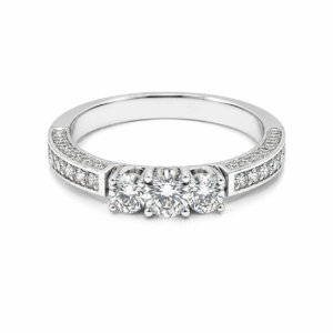 Sortija Trilogy Oro Blanco 18K con 0,77 ct de Diamantes Naturales G/H VS