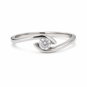 Sortija Oro Blanco 18K con Diamante Natural 0,13 ct H VS1
