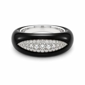 Sortija Ónix Negro Oro Blanco 18K con 0,25 ct de Diamantes Naturales