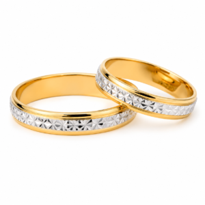 Alianza Bicolor Labrada Oro 18K Modelo FD32