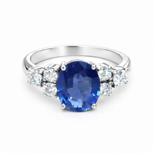 Sortija Zafiro Natural 3,30 ct y Diamantes Oro 18K