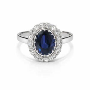 Sortija Zafiro 3,12 ct y Diamantes Oro Blanco 18K