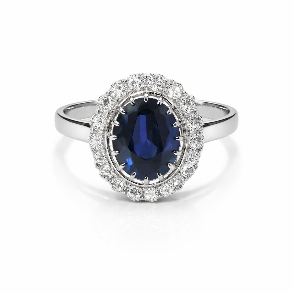 Sortija Zafiro 3,12 ct y Diamantes Oro Blanco 18K Sortija Zafiro 3,12 ct y Diamantes Oro Blanco 18K