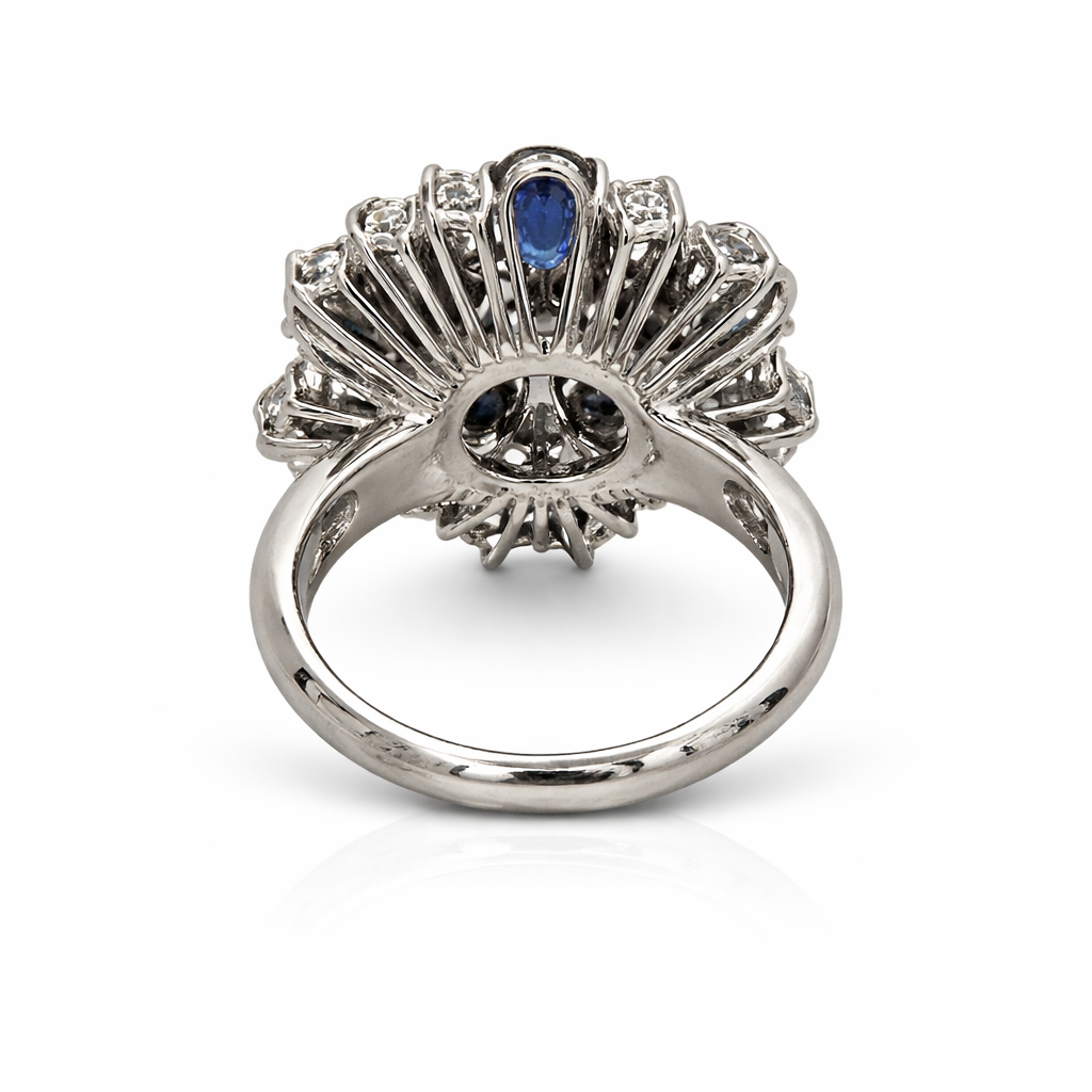 Sortija Floral Zafiros Naturales y Diamantes Oro 18K Sortija Floral Zafiros Naturales y Diamantes Oro 18K - Imagen 3