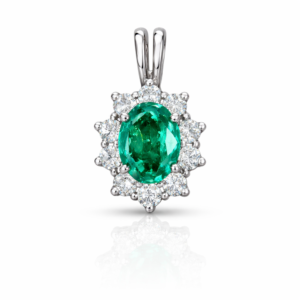 Colgante Esmeralda Colombiana y Diamantes Oro 18K