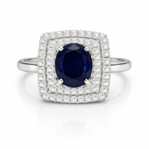 Sortija Zafiro 3 ct y Diamantes Oro Blanco 18K
