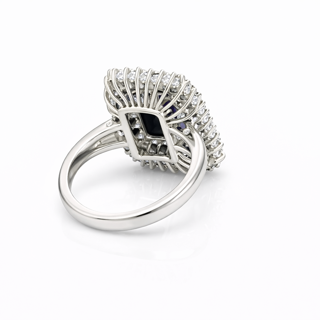 Sortija Zafiro 3 ct y Diamantes Oro Blanco 18K Sortija Zafiro 3 ct y Diamantes Oro Blanco 18K - Imagen 3