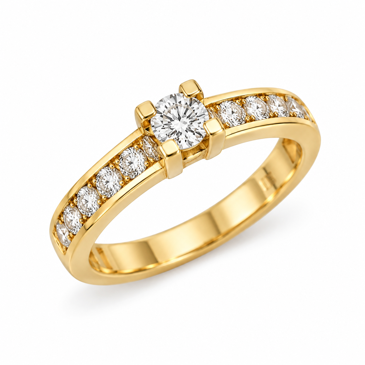 SORTIJA SOLITARIO EN ORO AMARILLO 18 KT CON BRILLANTES SORTIJA SOLITARIO EN ORO AMARILLO 18 KT CON BRILLANTES - Imagen 2