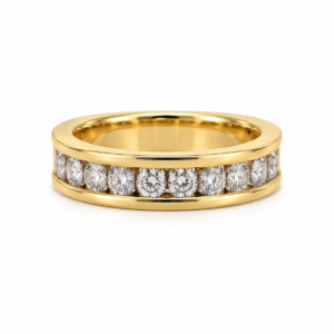 ALIANZA DE ORO AMARILLO 18 KT CON 9 DIAMANTES