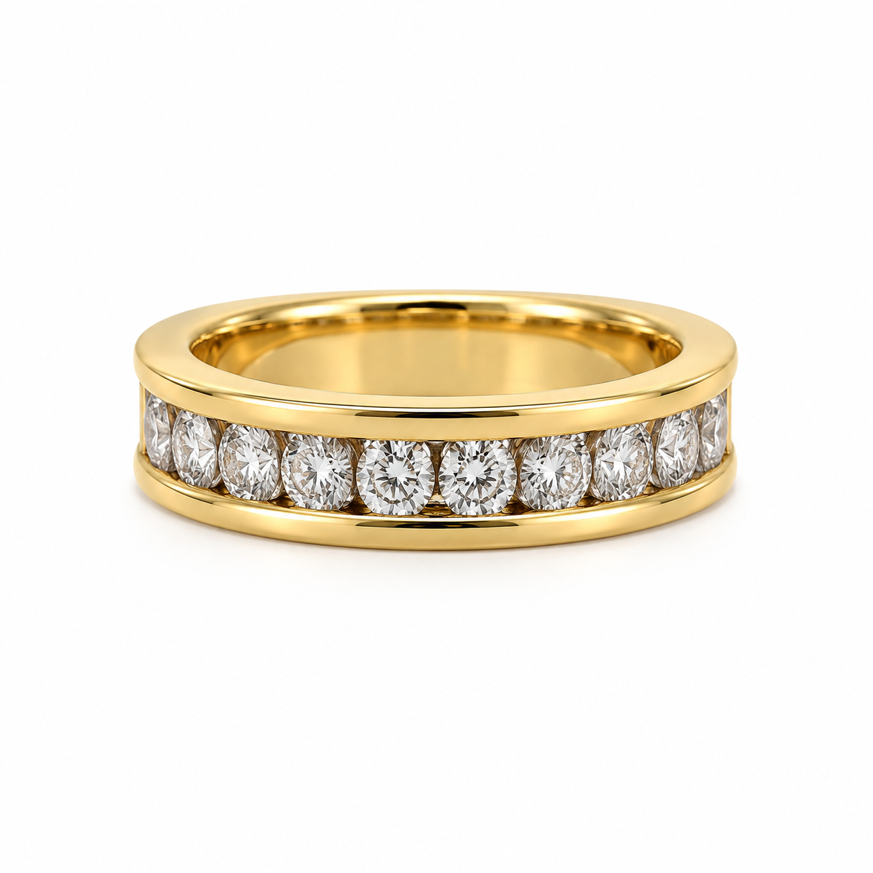ALIANZA DE ORO AMARILLO 18 KT CON 9 DIAMANTES ALIANZA DE ORO AMARILLO 18 KT CON 9 DIAMANTES