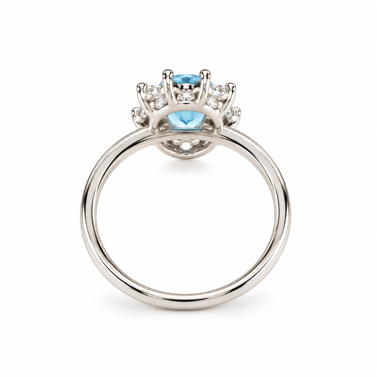 Sortija de Aguamarina y Diamantes en Oro Blanco 18K Sortija de Aguamarina y Diamantes en Oro Blanco 18K - Imagen 5