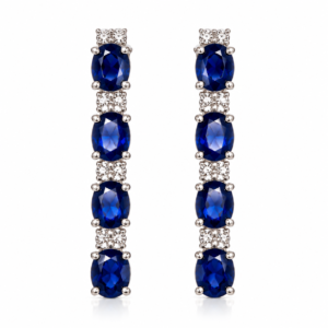 PENDIENTES DE ORO BLANCO 18 KT CON ZAFIROS Y DIAMANTES