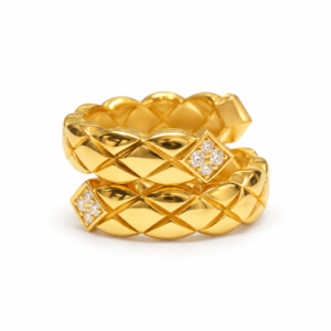 SORTIJA DISEÑO CRUSH DE ORO AMARILLO 18 KT CON DIAMANTES